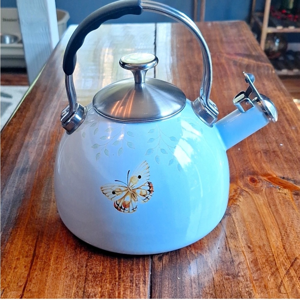 Butterfly Meadow Lenox Design Blue Kettle